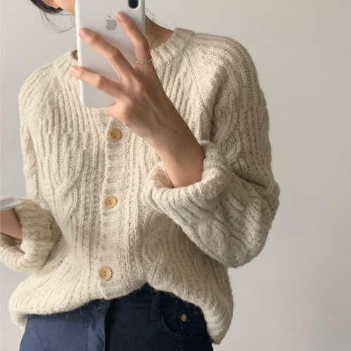 Korean style all-match twist single-breasted sweater cardigan 4 colors