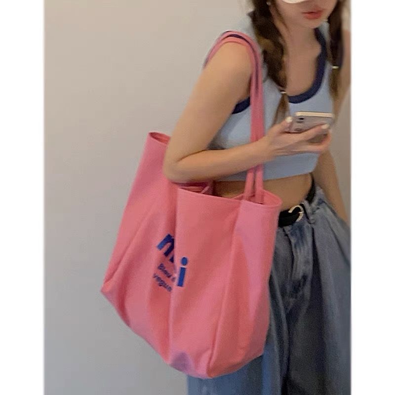 Bag women 2021 new lazy style canvas bag summer one shoulder large capacity canvas bag student one shoulder fashion large bag