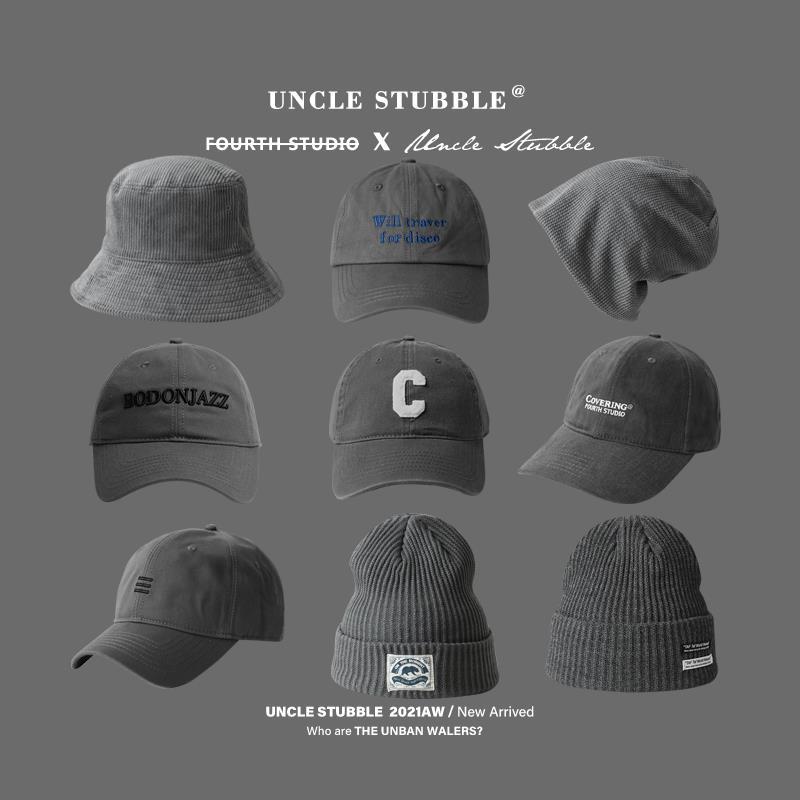 Uncle Hu stubble new hat original gray soft top baseball cap peaked cap male Korean version all-match knitted hat girl