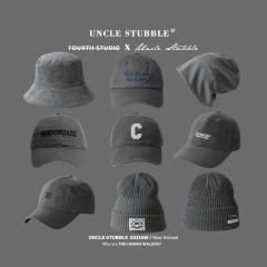 Uncle Hu stubble new hat original gray soft top baseball cap peaked cap male Korean version all-match knitted hat girl