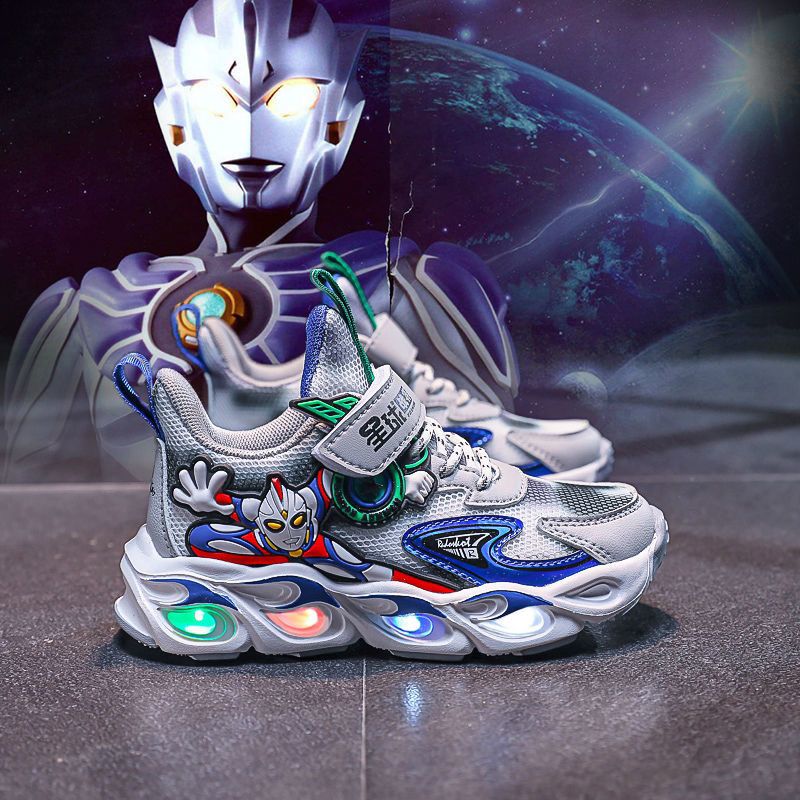 Ultraman boys mesh shoes spring and summer 2022 new children's sports spring and autumn luminous children's boys