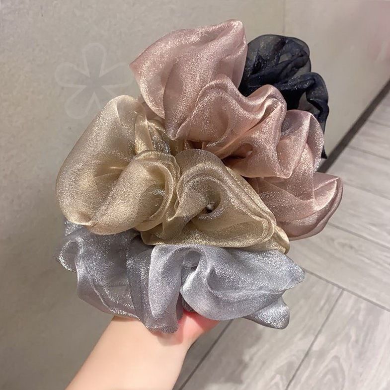 Large intestine hair ring yarn quality large intestine hair ring female super fairy large pearl mesh organza hair rope hair holster Korea