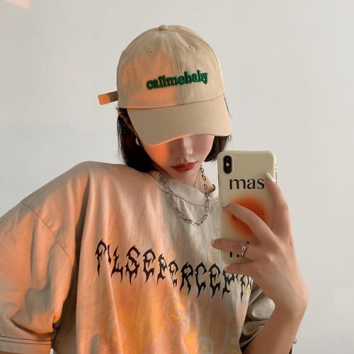 South Korea's new three-dimensional embroidery English letter peaked hat female summer ins wild sunshade baseball cap