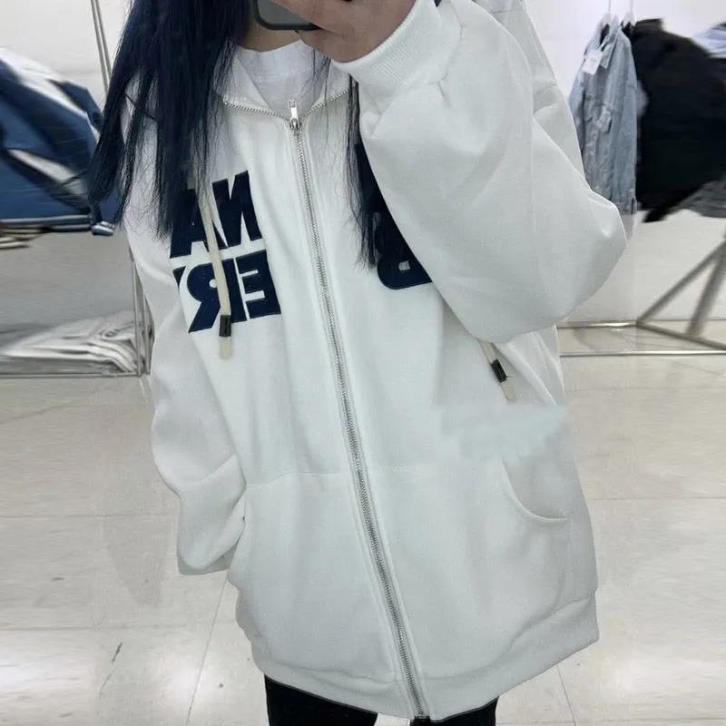 Thin sweater men's and women's same style spring and autumn 2022 new trendy brand letter embroidery couple hooded cardigan jacket tide
