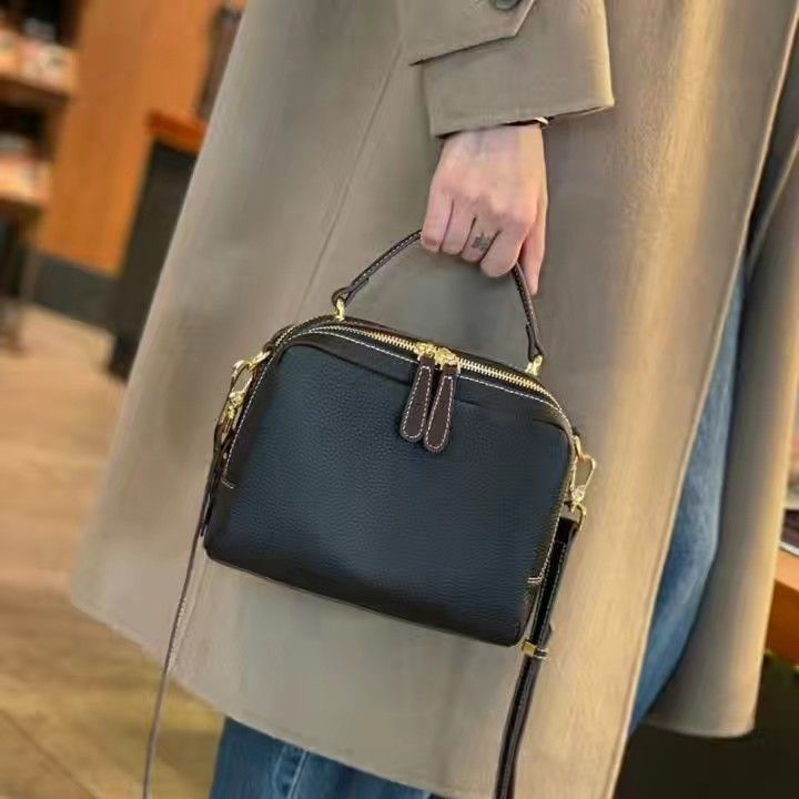 Pillow bag women's 2022 new genuine soft leather commuter handbag Boston bag fashion Western style shoulder small messenger bag