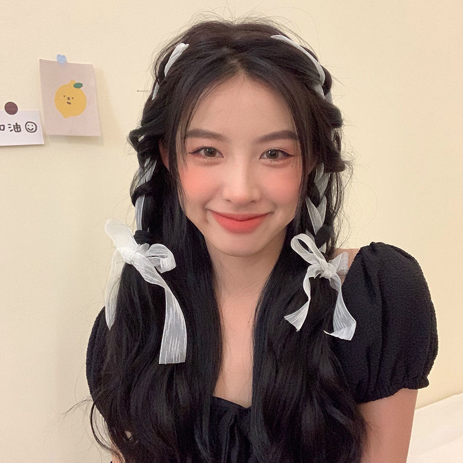 Summer simple temperament sweet concave shape eye-catching ribbon clip girl heart braided hair ribbon headwear new style
