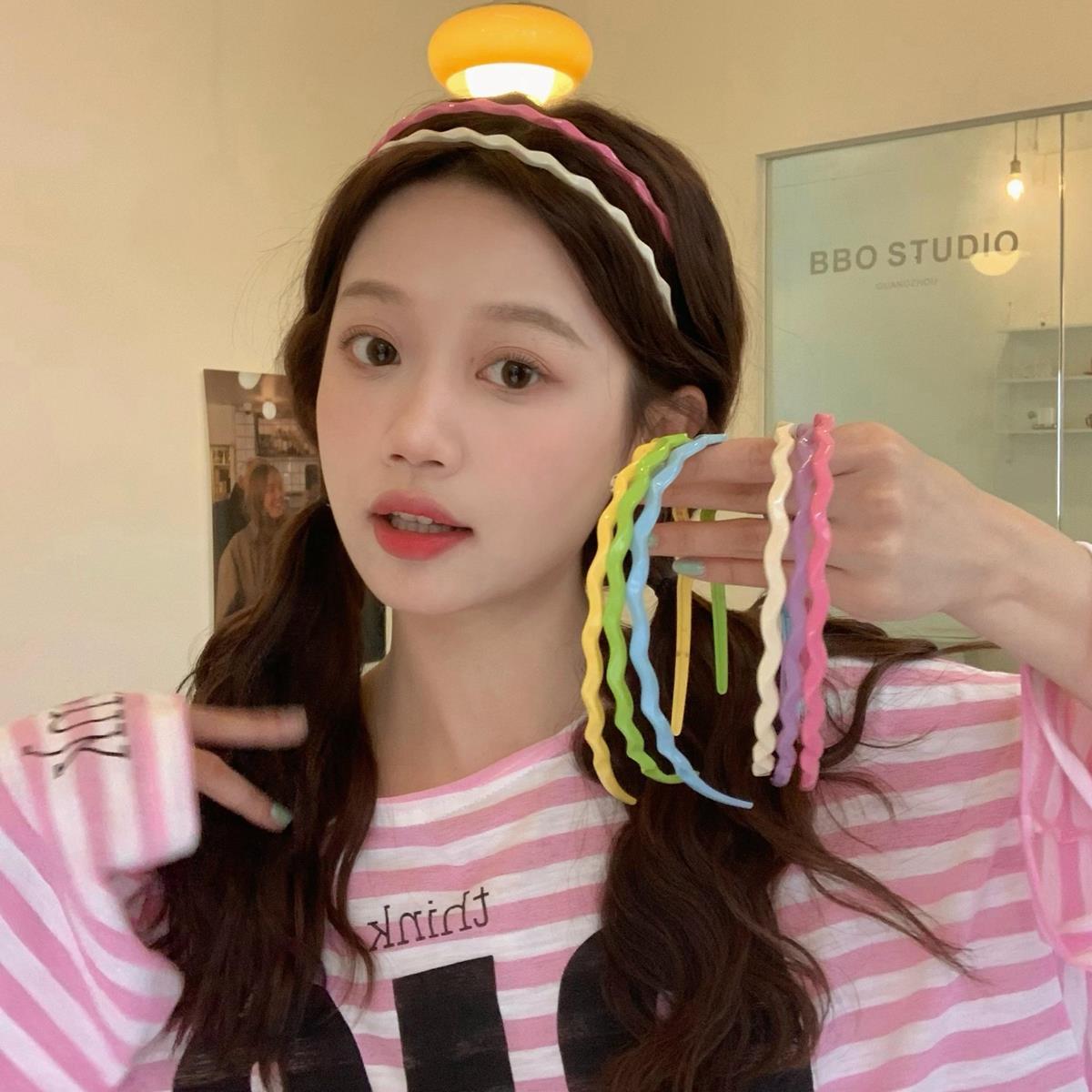 Candy-colored wavy headband sweet temperament thin headband departure card girl heart hair accessories Japanese and Korean headwear 2022 new