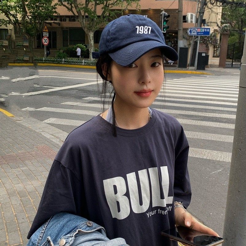 New retro 1987 peaked cap women's summer all-match curved brim baseball cap couple hat sunscreen sun hat men's tide
