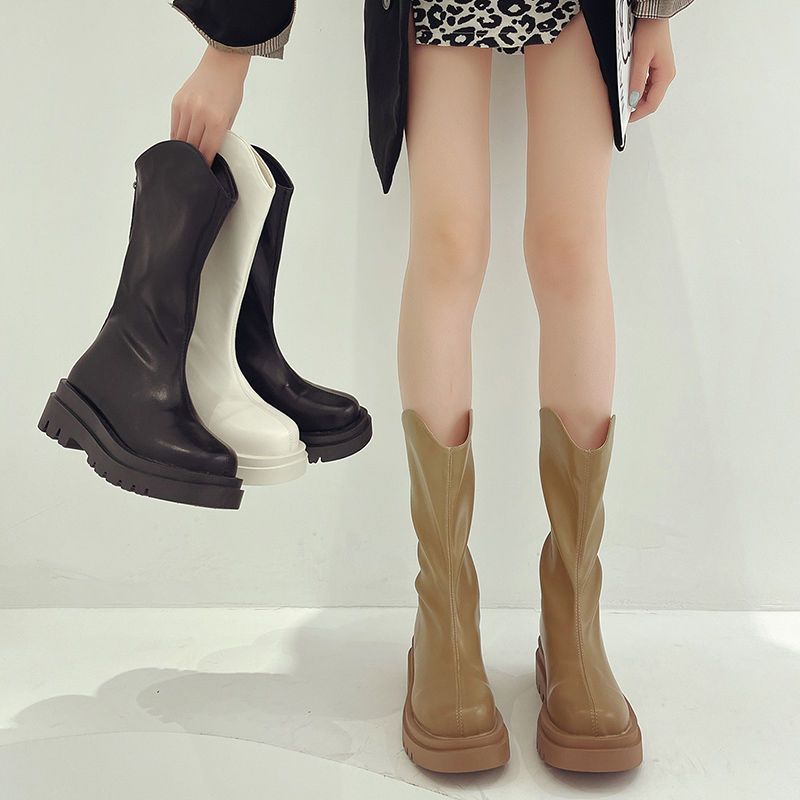 My fashion tribal middle boots women's 2021 autumn new thin thick bottom all-match British style niche skinny boots