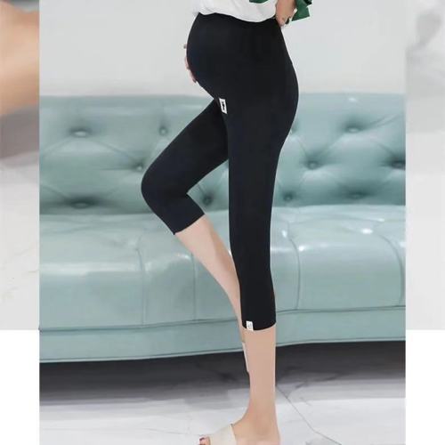 Pregnant women's leggings summer cropped pants thin outer wear loose casual new high elastic pregnant women's pants belly support pants