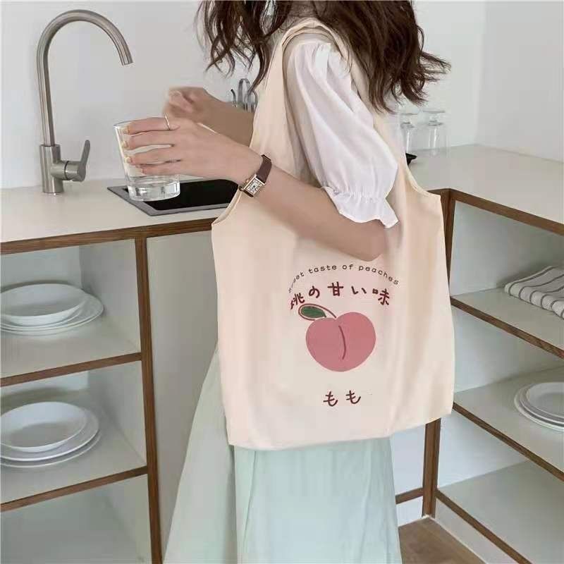 Female canvas bag college student class backpack ins style simple wild shoulder bag cloth bag cute handbag cloth bag
