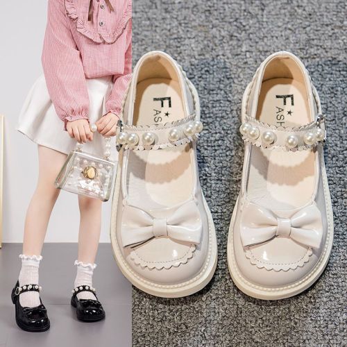 Girls' leather shoes 2022 spring and autumn new children's soft-soled princess shoes baby black performance shoes little girl single shoes