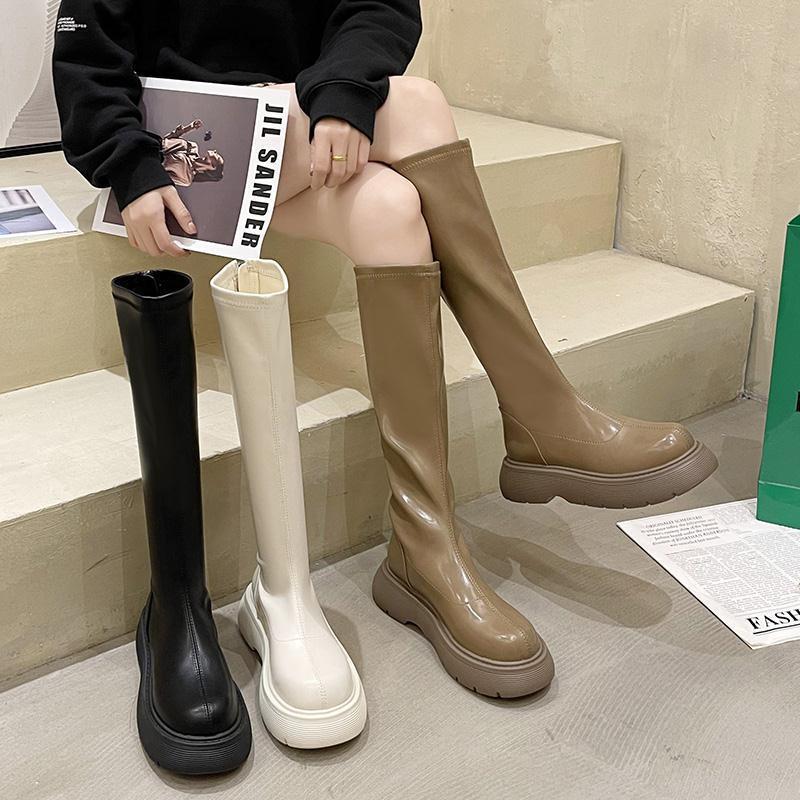 Tall and thin but knee-length boots women's 2021 new high tube fashion all-match small British style knight boots