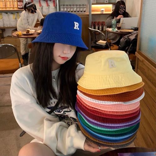 2022 spring and summer new R letter hat female net red all-match shade fisherman hat student couple leisure basin hat tide