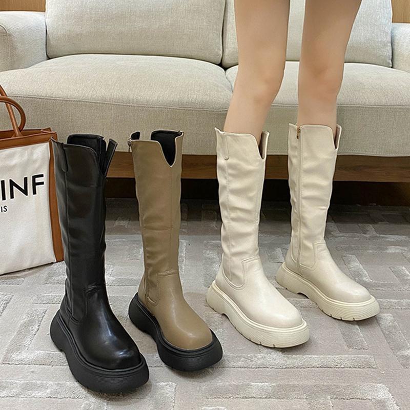 Heightened V mouth high Martin boots women's thick legs are thin British style 2021 new thick bottom but knee boots