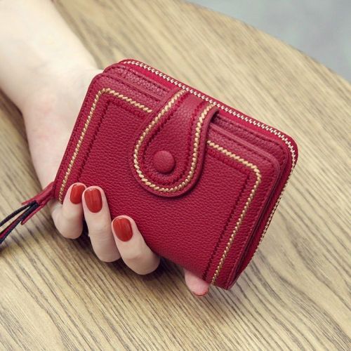 2022 new European and American fashion small wallet short female anti-theft multi-card card holder soft leather wallet coin purse