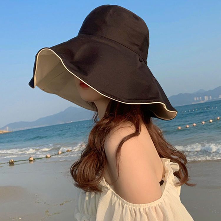 Net red fisherman hat women's spring and summer cover face Korean version of the sunscreen UV sunshade hat big edge wild big brim