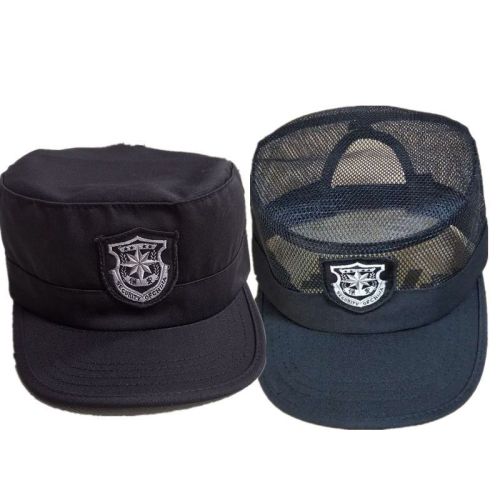New black security hat flat cap peaked cap property training cap security duty uniform hat mesh breathable