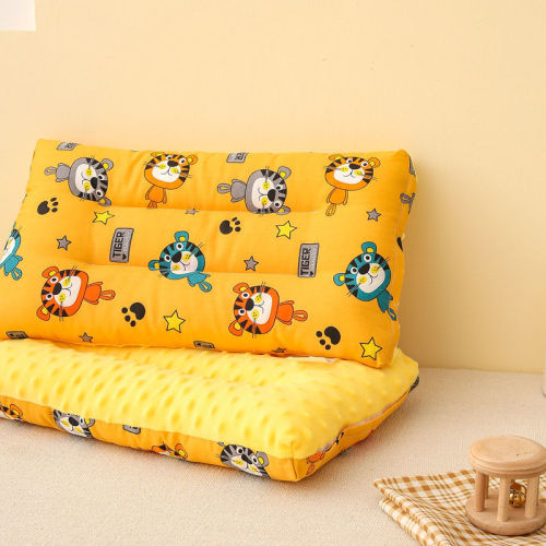 Children's pillow baby bean velvet comfort pillow core kindergarten nap cotton pillowcase 30x50 four seasons stereotyped pillow