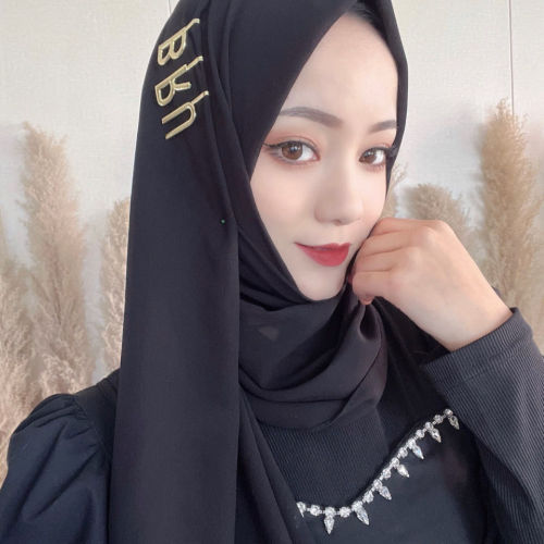 Muslim new letter hair card long scarf Jin Zhini with the same hair accessories Hui hijab female net red