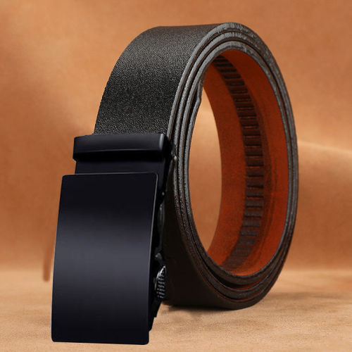 Single-layer pure cowhide toothless and non-porous automatic buckle belt without head men's genuine leather like first-layer cowhide punching belt