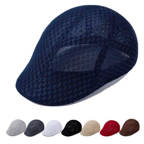 Sun hat summer breathable beret cap peaked mesh hollow solid color beret hat sunscreen men's and women's mesh cap