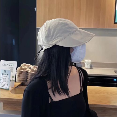 Zhao Lusi's same style without makeup street shooting fisherman hat women's UV protection large head circumference sunshade big brimmed hat breathable thin section