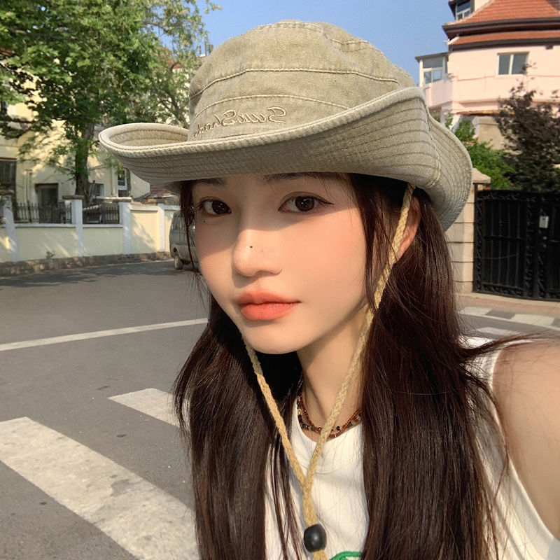 Western cowboy hat female travel camping fisherman hat summer sunscreen sun hat outdoor sun fisherman hat male tide