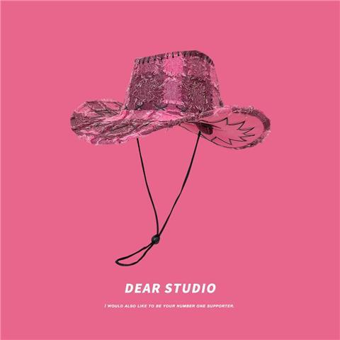 Hot girl wind~ins Korean version of the net red with the same western cowboy hat female Japanese fashion wild beret cold hat trend