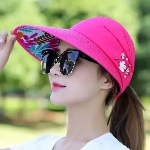 Empty top sun hat women's summer anti-ultraviolet foldable hat sunscreen hat cover face sun hat