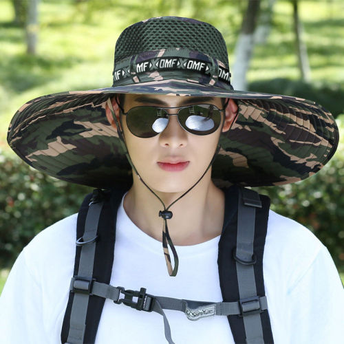 Hat men's summer big brim fishing hat anti-ultraviolet fisherman hat sunscreen sunshade outdoor sun hat cool hat