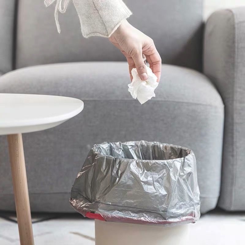 Garbage bag portable drawstring garbage bag thickened color breakpoint kitchen household rope plastic bag automatic closing