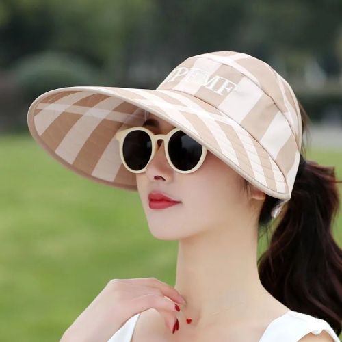 Spring and summer sun hat women's all-match sun protection hat outdoor cycling big brim sun hat anti-ultraviolet half empty top hat
