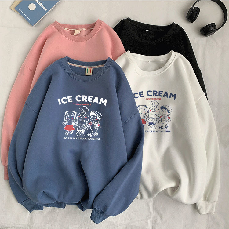 Early autumn and winter sweater female student oversize loose drape feeling lazy ins tide campus wind plus velvet thickening