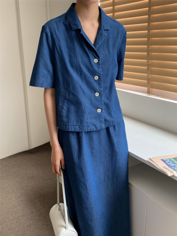 【CLEAN SPACE】Korean loose all-match denim jacket (without skirt) 29136# CLS