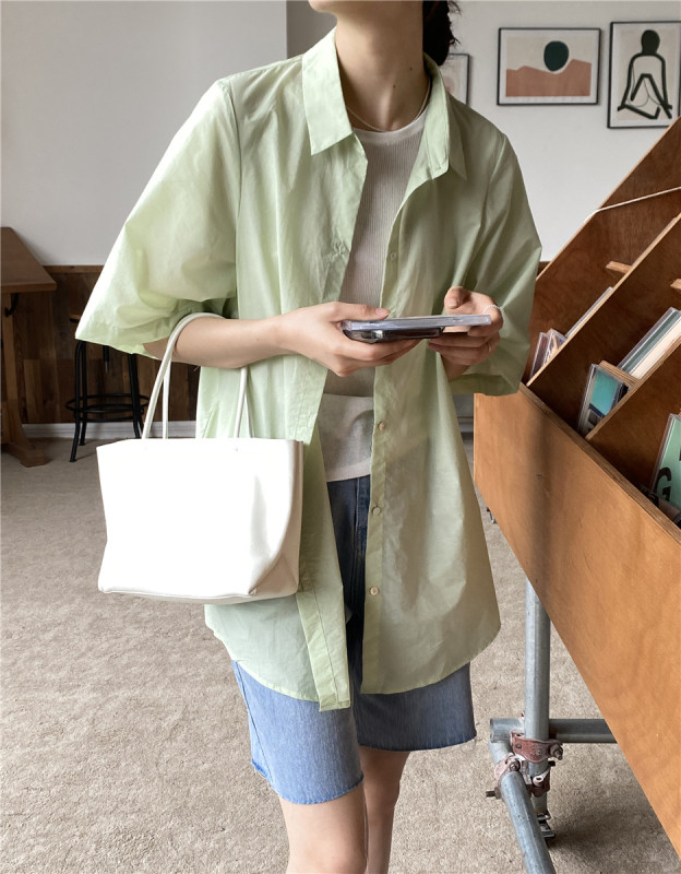 【CLEAN SPACE】Korean Candy Color Simple Shirt 27226# CLS