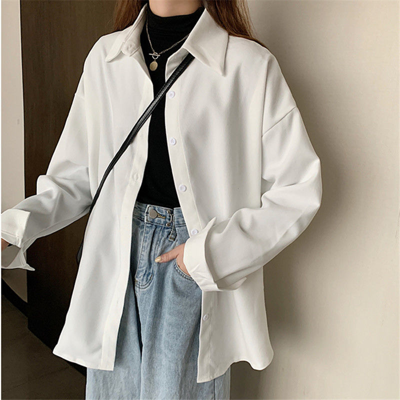 White shirt women's long-sleeved women's clothing 2022 new trendy shirt women's spring and autumn temperament and fashionable top