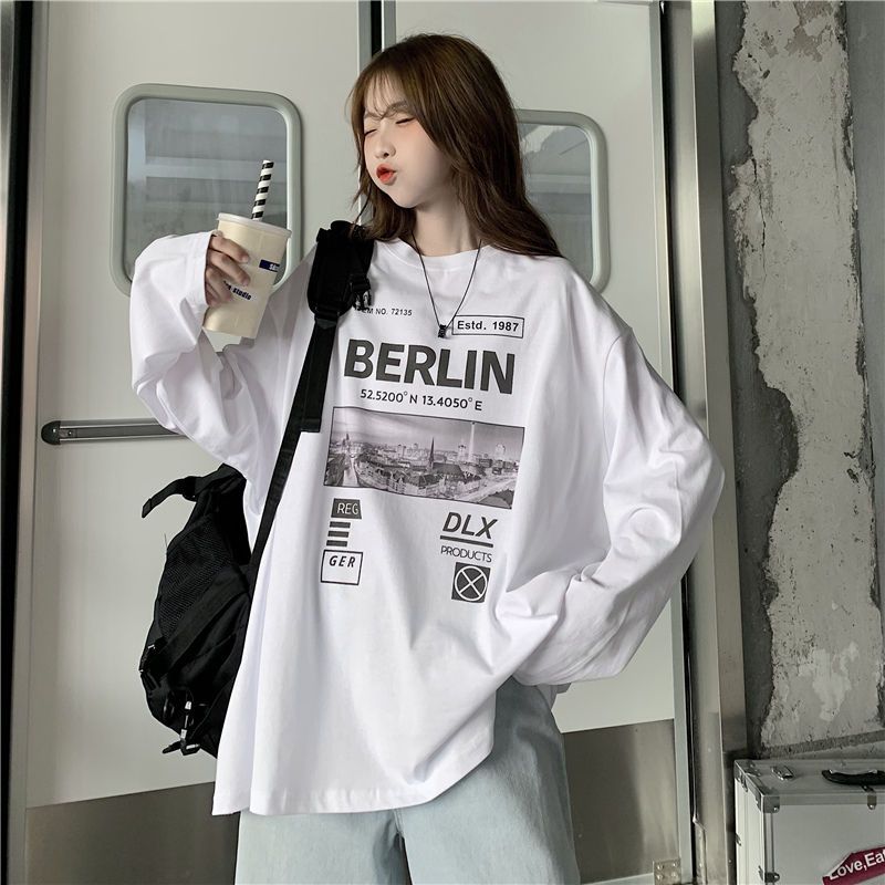 Large size women's imitation cotton long-sleeved t-shirt women's 2022 new loose Korean version ins tide brand super hot bottoming shirt top clothes