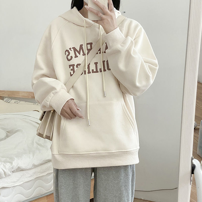 Hooded sweater women's spring and autumn models 2022 new letter printing top design sense niche student jacket thin tide