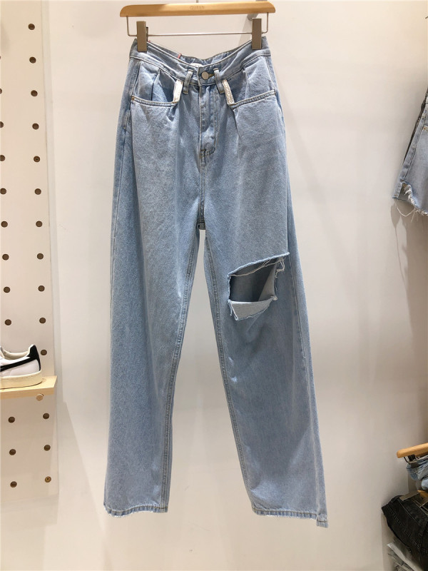 【QUEEN1】Fashion ripped trend all-match jeans 339# OZQ