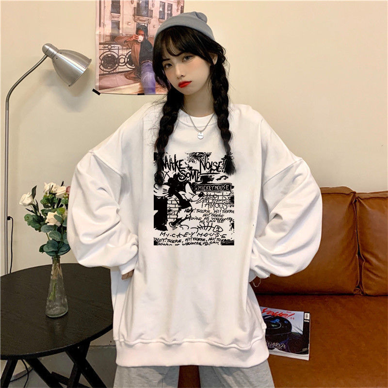 Sweater women's spring and autumn thin section medium and long section lazy wind BF loose all-match bottoming shirt top coat Korean version ins tide