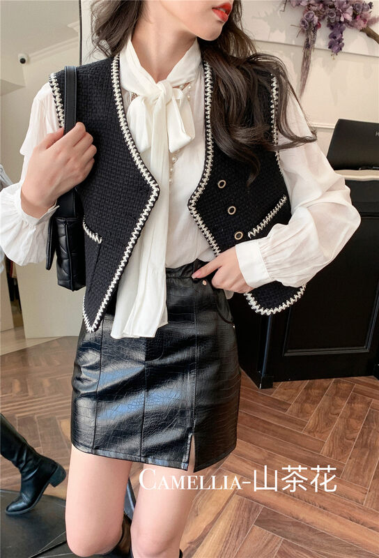 New in early autumn! [CAMELLIA] Temperament Small Fragrance Short Vest 9873# HJY