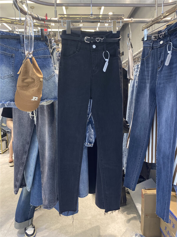 New in autumn!【DTOO.LIN】Slim and solid color comfortable jeans (with belt) HY28A# OZQ