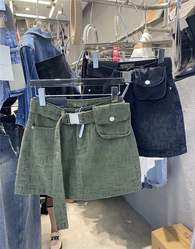 New in autumn!【DTOO.LIN】Korean slim denim skirt (with belt) N29A# OZQ