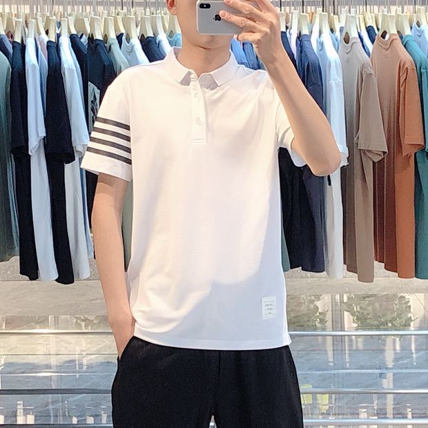Summer Men's Fashion Polo Shirt Slim Lapel Short Sleeve Youth Spiritual Social Guy T-Shirt Casual Half Sleeve