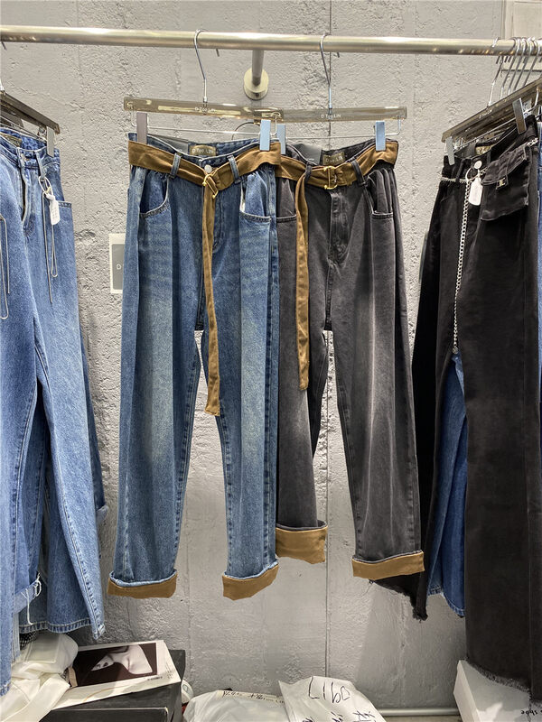 New in autumn!【DTOO.LIN】Loose and casual color-blocking jeans (with belt) AD1808# OZQ