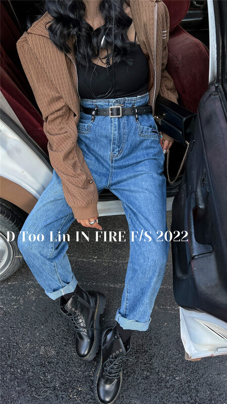 New in autumn!【DTOO.LIN】Casual loose solid color all-match jeans (with belt) N2331# OZQ