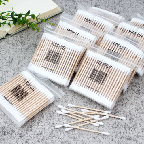 Double-ended wooden swabs cotton swabs baby beauty medical cosmetic cotton swabs disinfection sanitary cotton swabs cotton swabs to remove makeup and remove ears