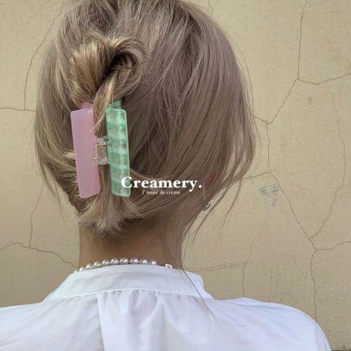 Creamery| Spring/Summer Atmosphere Super beautiful pink and green color matching square hair catch, unexpectedly easy to catch