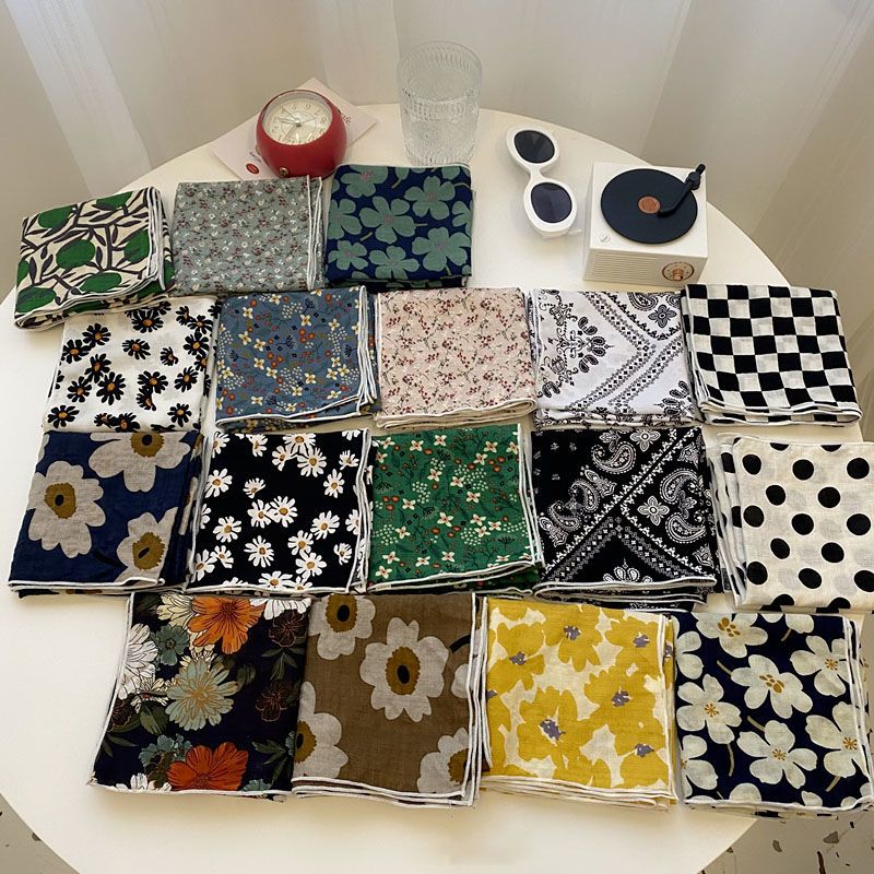 Cfnbharvest brand cotton square women's 55x55 soft scarf breathable sunscreen headscarf spring and autumn decorative scarf